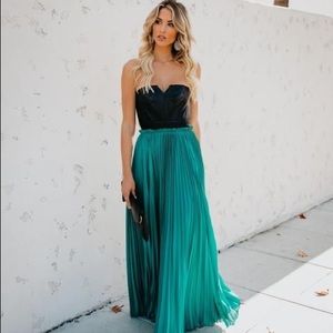 💚Vici Faux Leather Teal Strapless Maxi Dress💚
